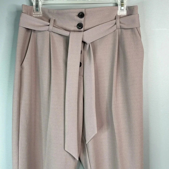 DYNAMITE Exposed Button Fly Tied Waist Dress Pants  Lilac Pink High Waist 6 - Picture 3 of 11